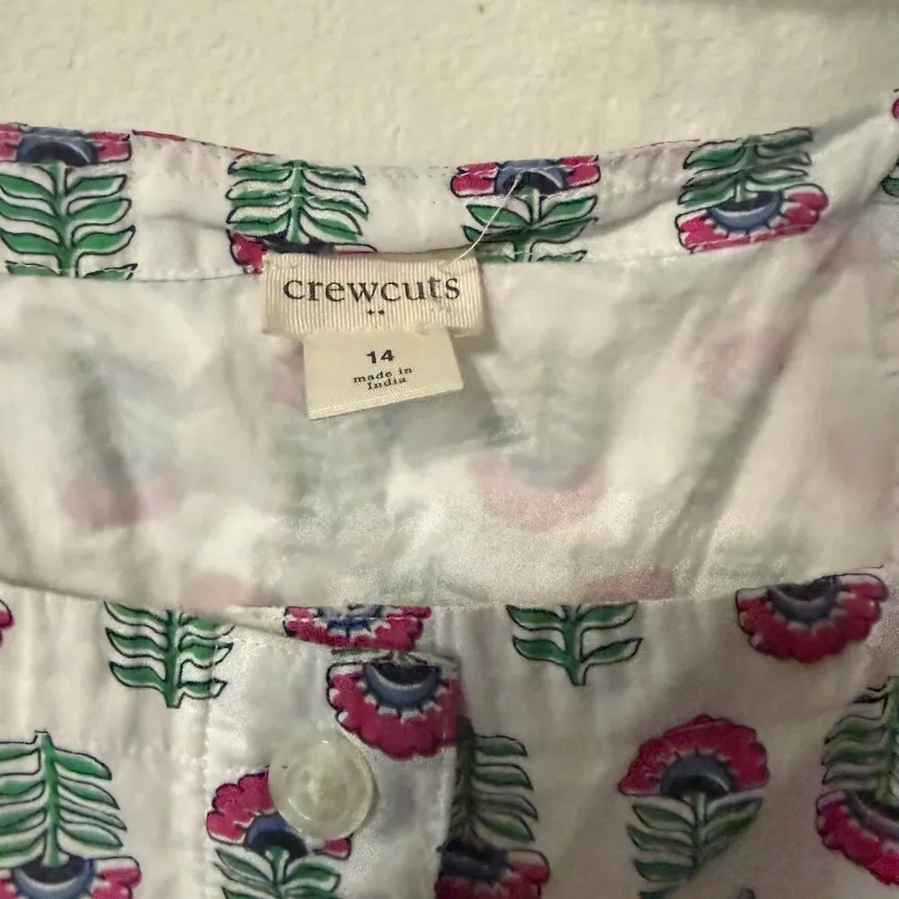 Crewcuts Girls Sleeveless Floral Print Button Front Cotton Dress Size 14